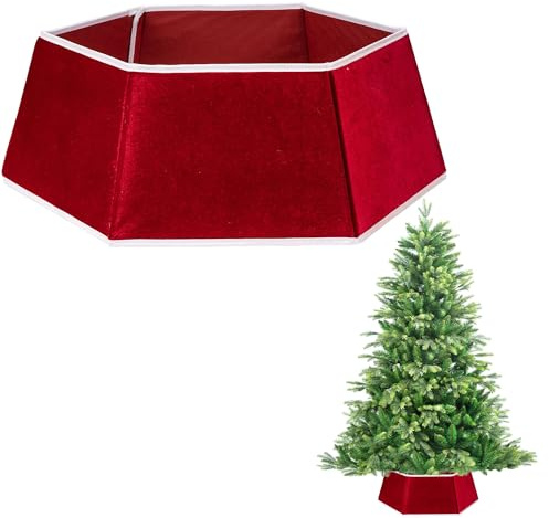 26,8 cm Weihnachtsbaum Rock Faltbarer Samt-Weihnachtsbaumständer Basisabdeckung Kragen Stammkorb Ring für Baumdekorationen