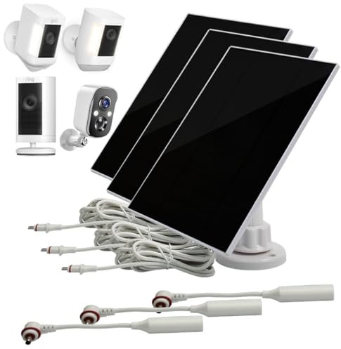 SKYWORLD Ring Solar Camera Panel,3Pcs Ring Solar Panel Charger Compatible with Ring Spotlight Camera Plus/Pro(Battery)&Ring Stick Up Cam Battery and Other USB-C/ DC3.5 Plug Cameras, 6V4W Fast Charging