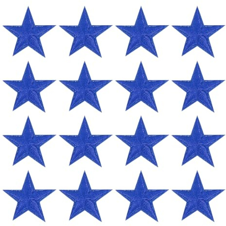 QUARKZMAN 16 Stück Patches zum Aufbügeln, 29mm Sternen Flicken zum Aufbügeln, DIY Aufnäher zum Aufbügeln Zufällig Bügelbilder für Rucksäcke Hosen Kleidung Jeans Jacken Hüte, Blau
