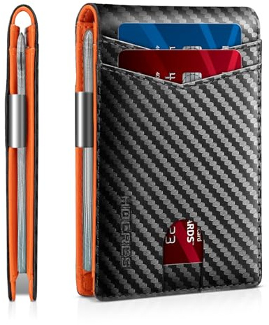 Portefeuilles fins pour hommes avec blocage RFID, porte-cartes pouvant contenir jusqu'à 12 cartes de crédit, portefeuille bifold en cuir avec pince à billets et fenêtre pour carte d'identité