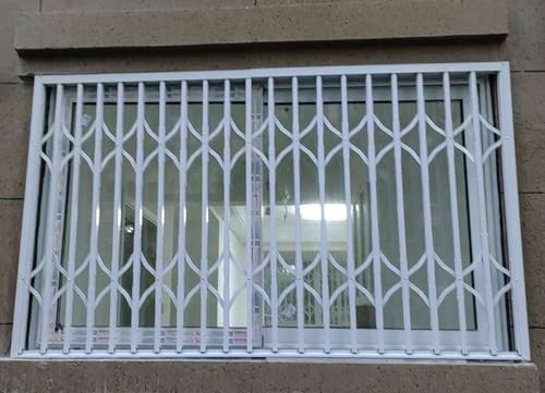 Fenstergitter Einbruchschutz Weiße Einbruchschutz-Türschlösser mit Beidseitigem Schlüsselzugang, Verstellbare Sicherheitsgitter für Glasschiebefenster Verhindern Einbruch Im Innenbereich, Balkonschutz