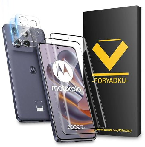 2+2 Pezzi Pellicola Vetro Temperato Per Motorola Moto Edge 50 Neo 5G, 2 Pack Pellicole Protettiva e 2 Pezzo Protector Fotocamera, Durezza 9H, Anti-Impronte, Senza Bolle, Ultra HD