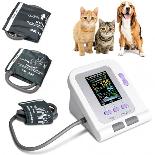 Digital Veterinary BP Monitor - 3 Manschetten für Hund Katze Haustiere, 3 Modi Elektronisches Blutdruckmessgerät, Tierpflegegeräte