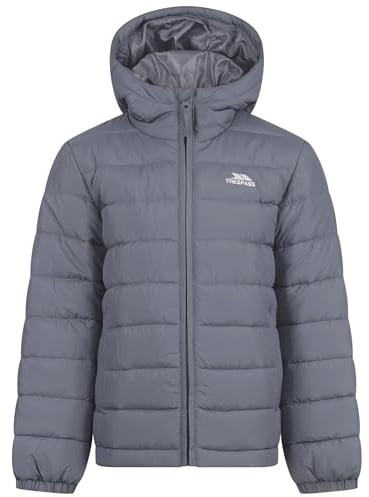 Trespass Boys Jacket Odair - Vertical Side Entry Pockets, Padded, Water-Resistant, Windproof Facing, Shell Fabric Chin Guard, Quilting Detail, Elastication at Hood