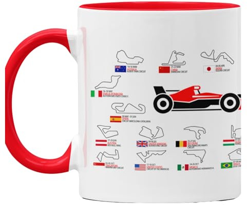 LA CASA DE LAS TAZAS® Taza Fórmula 1 con Circuitos de Grandes Premios – Regalo Original para Fans del Automovilismo – Cerámica 330ml – Apta Lavavajillas y Microondas – F1 Mug (Formula 1)