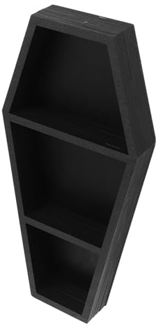 MUELODSIC Gothic Sarg Regal aus Holz Wand Tischregal Kleines Display Regal für Wohnzimmer Schlafzimmer Horror Dekor Einzigartiges Coffin Shelf für Bücher Kerzen Deko