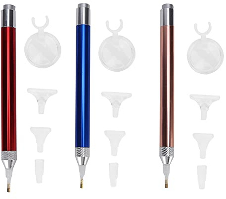 Rengue Ensemble de Stylos pour Peinture Diamant, Outil en Plastique avec Loupe et Forets pour les Amateurs d'art Diamant, Peinture Lumineuse Nan