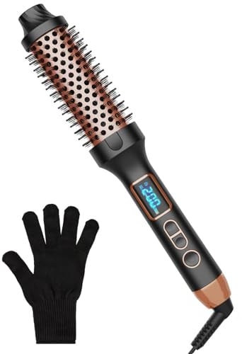 Thermal Brush - Thermobürste 38mm für Salon-Design in 8 Min | Lonische Lockenbürste mit LED-Display für alle Haartypen zum Kamm, Lockig, Glatt, Frizz Reduzieren（140-200°C, 5 Hitze Temps）