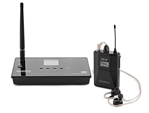 SubZero EMS1 Wireless In Ear Monitor System | Wireless In-Ear System with 60m Range, Ultra-Clear TFT/OLED Screen, Interference-Free Frequency, Bodypack and Headphones