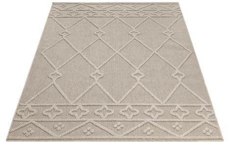KADIMA DESIGN Balkonteppich Berber-Design Modern Witterungsbeständig Waschbar Langlebig Strapazierfähig Beige 120x170 cm Küche Balkon Terrasse Oeko-TEX Fußbodenheizung geeignet | Cortina