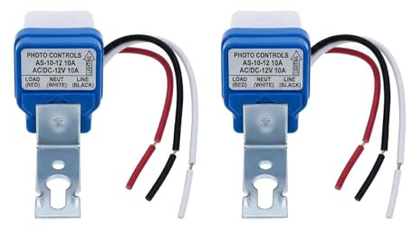 Xevtrak 2 Pezzi Interruttore Crepuscolare Esterno, Interruttore Automatico Impermeabile con Sensore Fotoelettrico per Controllo Automatico, Cella Luce 12V 220V 10A Risparmio Energetico