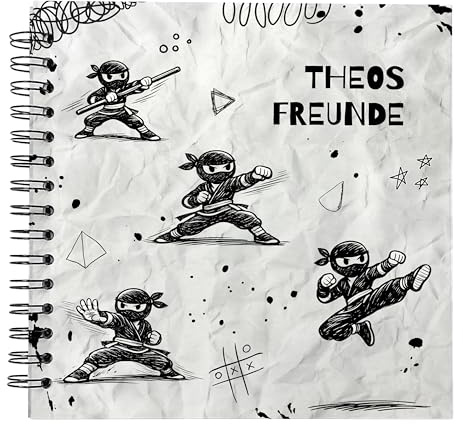 Feenstaub Freundebuch Grundschule personalisiert, Erinnerungsbuch mit Namen, Ninja Schulfreundebuch Grundschule für Freunde und Lehrer, Freundschaftsbuch Schule, Freundealbum Jungen und Mädchen
