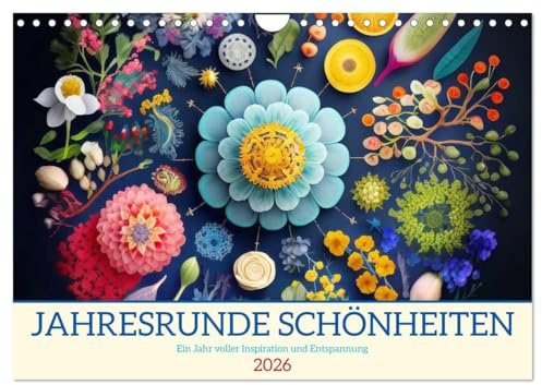 Jahresrunde Schönheiten (Wandkalender 2026 DIN A4 quer), CALVENDO Monatskalender: Blüten-Mandalas: Ein Jahr voller inspirierender Schönheit. (CALVENDO Kunst)
