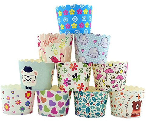 CANDeal 100 Stück Muffin Backformen aus stabilem Papier, groß Ø 5 cm, Muffinförmchen/Cupcake Backformen