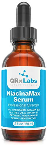QRxLabs Niacinamax Serum mit 10% Niacinamid (Vitamin B3), Teebaumöl, Calendula-Extrakt, Allantoin und Vit. B5 & E Â