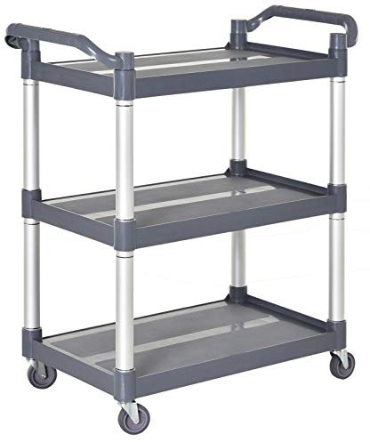 Chariot de service desserte de cuisine à roulettes 3 étagères dim. 88L x 44l x 93H cm alu. polypropylène gris