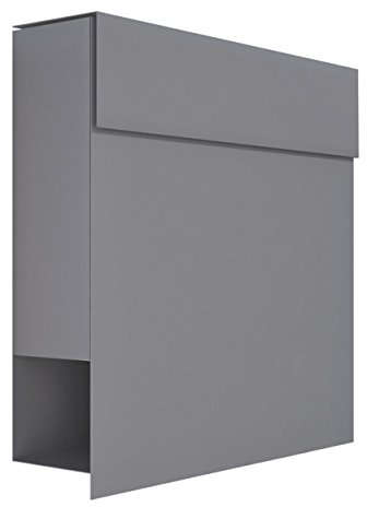 Briefkasten mit Zeitungsfach, Design Wandbriefkasten Manhattan Grau Metallic - Bravios