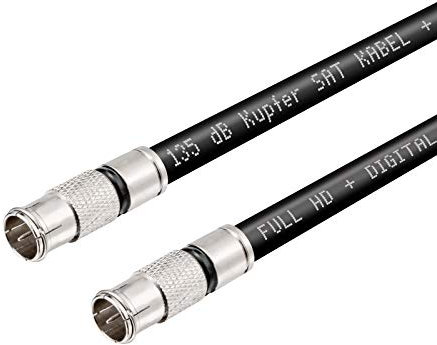 hb-digital 3m Sat Anschlusskabel schwarz mit Kompressions-F-Schnellstecker Quickfix vernickelt, 135dB 5-Fach geschirmt CU Kupfer Innenleiter Antennenkabel Koaxial Kabel FullHD TV 3D UHD Ultra 4K