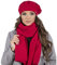VIVISENCE Damen Baskenmütze Eleganter Wintermütze Und Schal Set Warm Kopfbedeckung Und Halsbedeckung An Winter Und Herbst Warm Dick, Winterset Für Frauen, Hergestellt In EU, Rot