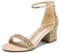 DREAM PAIRS Womens Bridal Sandals Glitter Ladies Mid Low Block Heels Ankle Strap Strappy Wedding Party Evening Prom Open Toe Shoes SDHS2202W,Size 6,Gold/Rhinestone,SDHS2202W