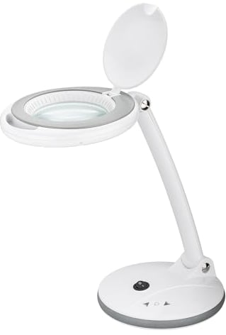 goobay 60363 Dimmbare LED Lupenleuchte/Lupenlampe mit Standfuß/Standlupe Licht / 6 W Leistungsaufnahme/Farbtemperatur 6500 K/Lichtstrom 450 lm/Betriebsspannung 230 V (AC), Weiß
