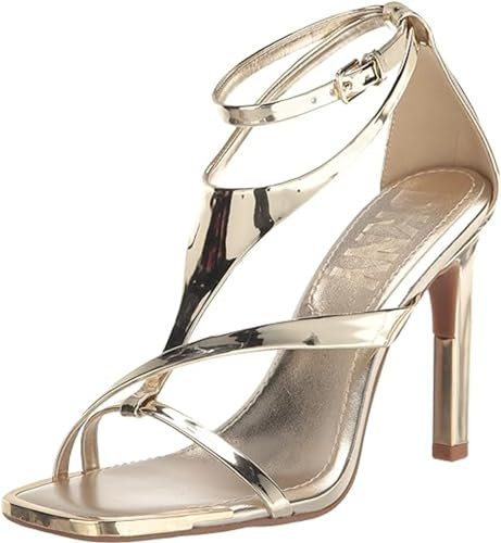 DKNY Damen Audrey Strappy Heel Sandale mit Absatz, Gold, 36.5 EU