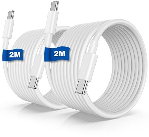 Long USB C Fast Charger Cable 2m, iPhone 16 Type C to C Charging Lead Original for Apple iPhone 16 Plus/15 Pro Max, MacBook Pro 2021/2020/2019/2018,iPad 12.9/11 inch/Mini/Air 5, Samsung Galaxy S24/S23