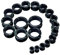 Longbeauty 20er Set/10 Paare Hart Silikon Tunnel Set Dehnungsset Ohr Piercing Schmuck Double Flared Stretching Expander 6MM-25MM, Schwarz/Grün