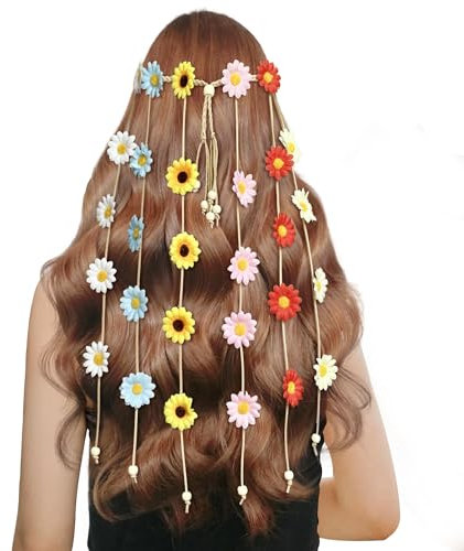 Echehi Sonnenblumen Haarschmuck, Bunte Sonnenblumen Haarreif, Floral Hippie Accessoires, Blumenkranz Haare Für Fasching, Karneval, Hochzeit