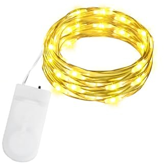 Gcstnn Micro LED Lichterkette, 20er Drahtlichterkette mit CR2032 Batterie betrieb Auf 2M Silberdraht Wasserdichte für Party, Weihnachten, Halloween, Lichter Flasche Dekoration (Warm Weiß)