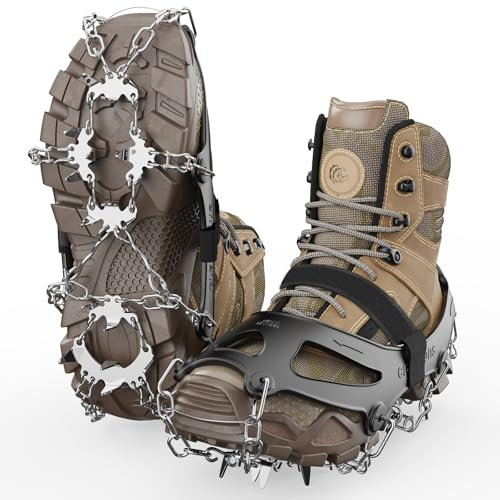 Cisivis 19-Zahn Steigeisen, Spikes Schuhe, Steigeisen FüR Wanderschuhe, ErhäLtlich In Verschiedenen GrößEn, Geeignet FüR EIS, Schnee Und Andere Outdoor-AktivitäTen Im Winter, XL, Schwarz