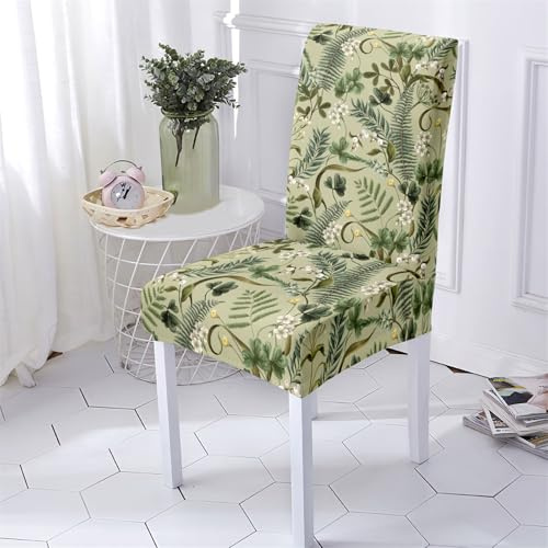 Hiseng Stuhlhussen, Elegante Pastorale Blumen Stretch Universale Stuhlbezug, Abnehmbare Waschbar Hussen für Stühle, Stuhlbezüge für Hotel, Restaurant, Küche, Partys Deko (Orange,4 Stücke)