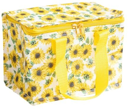 Sunflower Floral Insulated Lunch Bag - Eco-Friendly, Recycled Plastic, Lightweight, Wipe-Clean, Spacious, Ideal for School, Work, Picnics, and Outdoor Use - Keeps Food Fresh and Stylish
