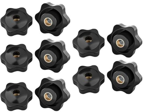 Nsssunnre 10Pack Plum-Blossom Hand Tightening Rubber- Nuts Black Thumb Nuts Star Mechanical Thumb Nuts M6