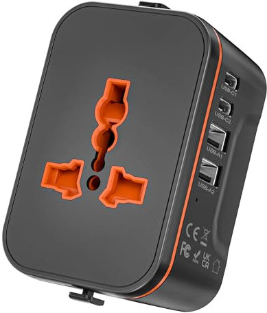 Adaptateur Prise Universelle Voyage,Adaptateur Universel de Voyage avec 2 USB et 2 USBC, Adaptateur Universel vers USA UK Allemagne Australie Chine Japon,Adaptateur Prise vers France Plus de 224 Pays