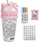 Hello Kitty – Ensemble de gobelets à colorier avec stylos et autocollants en strass – Gobelet réutilisable de 700 ml avec paille – Cadeau d'activités artistiques et artisanales pour enfants et fans