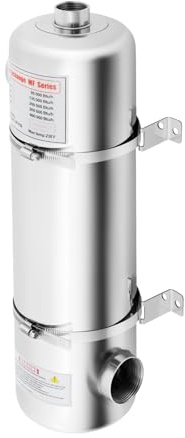 Fyssnn Intercambiador de calor de acero inoxidable, 60 kW, calentador de piscina, intercambiador de calor para piscina spa