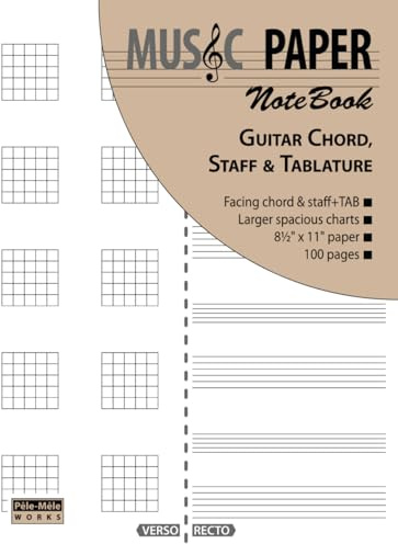 MUSIC PAPER NoteBook - Guitar Chord, Staff & Tablature