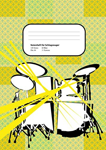 Notenheft für Schlagzeuger Din A4: 120 Seiten, 60 Blatt, 11 Systeme: Das ideale Notenheft für deinen Schlagzeug Unterricht zum notieren deiner Ideen und Übungen.