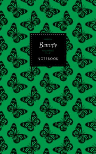 Butterfly Notebook - Ruled Pages - 5x8 - Premium Taccuino (Lime Green)