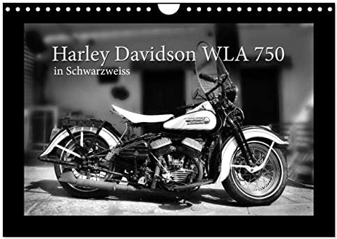 Harley Davidson WLA 750 in Schwarzweiss (Wandkalender 2025 DIN A4 quer), CALVENDO Monatskalender