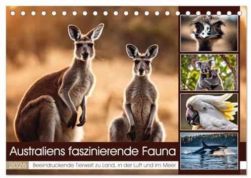 Australiens faszinierende Fauna (Tischkalender 2026 DIN A5 quer), CALVENDO Monatskalender: Beeindruckende Tierwelt zu Land, in der Luft und im Meer (CALVENDO Tiere)