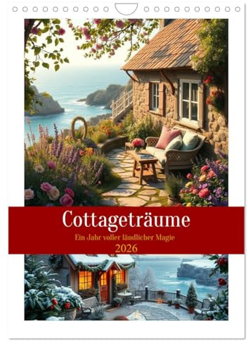 Cottageträume - Ein Jahr voller ländlicher Magie (Wandkalender 2026 DIN A4 hoch), CALVENDO Monatskalender: Ein liebevoll gestalteter Familienplaner ... voller kleiner Fluchten. (CALVENDO Natur)
