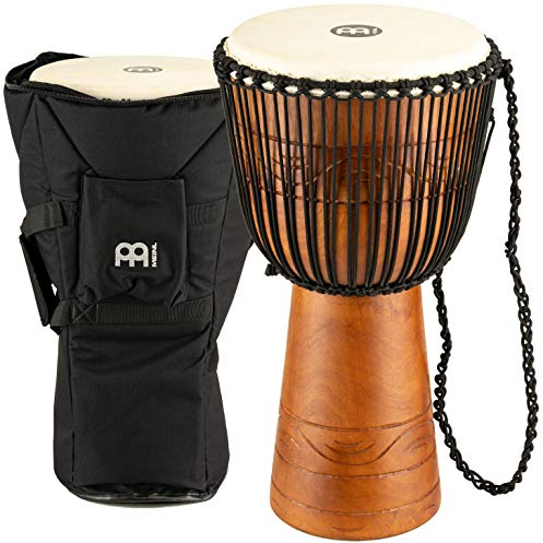 Meinl Percussion Water Rhythm Djembe - Große Handtrommel - Inklusive Tasche - Durchmesser 12 Zoll - Mahagoni, Mehrfarbig (ADJ2-L+BAG)