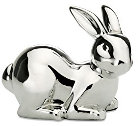 Osterdeko Hase liegend klein, Porzellan, versilbert anlaufgeschützt - Thümmler Glaserei & Einrichtungen