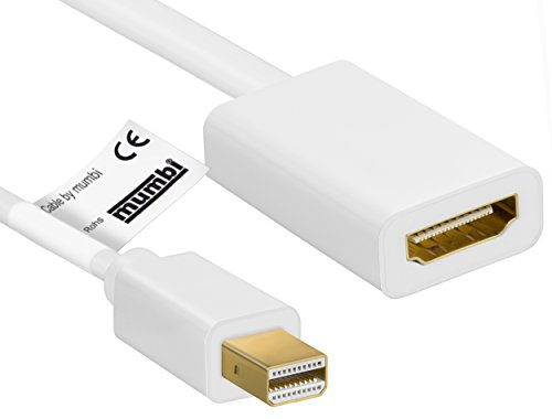 mumbi 22410 Mini DisplayPort HDMI Adapter Kabel - Mini DisplayPort Stecker zu HDMI-A Buchse - vergoldete Kontakte - Adapterkabel 10cm Weiss