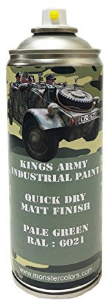 Kings Army Paint 400ml Green Matt Spray Paint, Outdoor, Water Resistant, Metal Surface, Military Vehicle, Airsoft, Paintball, Model Maker