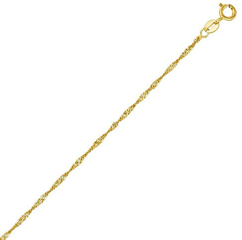 PRINS JEWELS 18 Karat / 750 Gold Feine Singapur Kette Gelbgold Unisex - 1 mm. - Länge wählbar (40)
