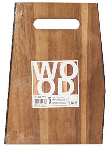 H&H Tagliere Rettangolare Corteccia, Legno, Marrone, 30x21x2 cm