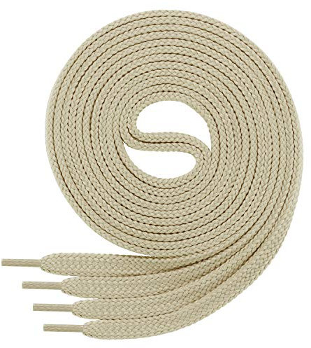 Cordón plano Di Ficchiano para zapatillas y calzado deportivo, muy resistente, aprox. 7,0 mm de ancho, 45 colores, 60 cm - 220 cm de largo, poliéster, color Beige, talla 60